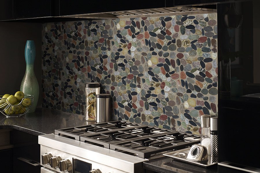 Stone tile backsplash in a Rapid City, SD home