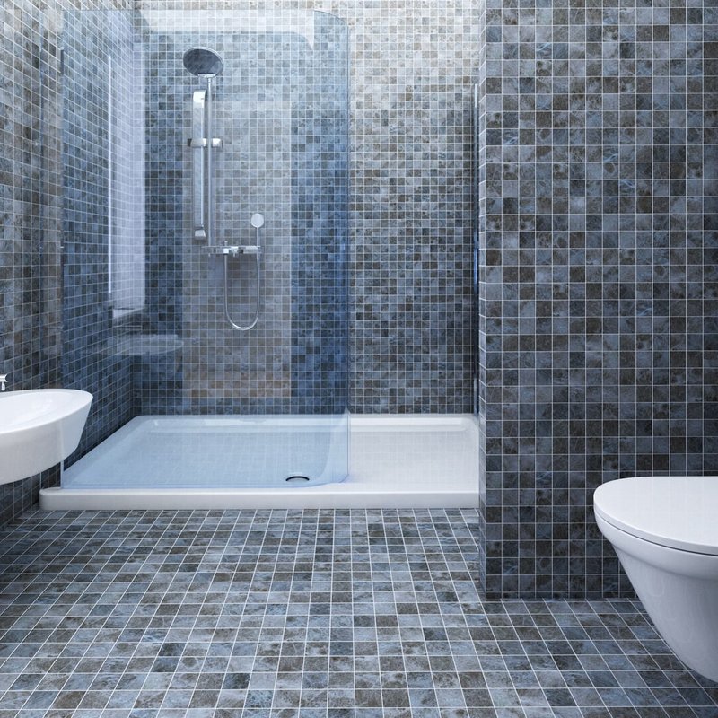 Tile flooring in a bathroom
