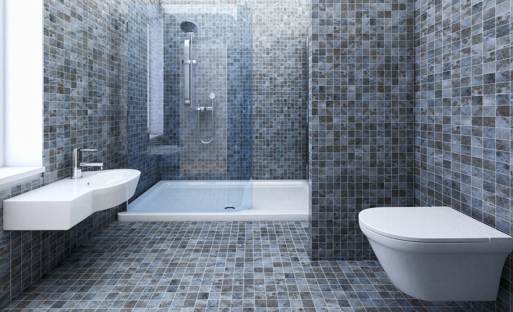 Tile flooring in a bathroom